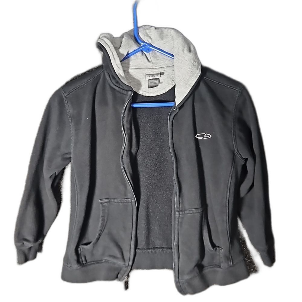 Champion Kids Black & Gray Zip Up Hoodie Jacket Size Small
